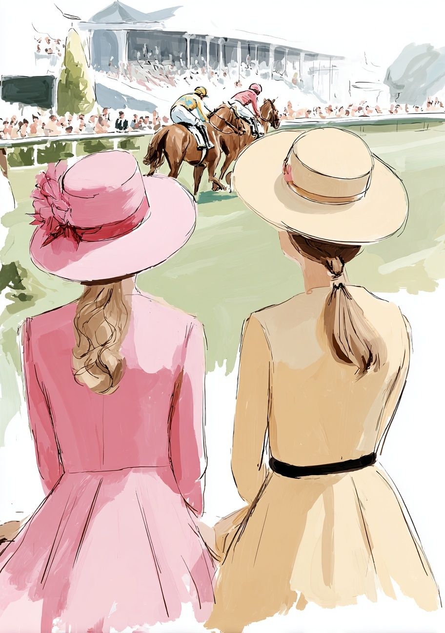Horse Racing Ladies — Illustration Print. poster detail