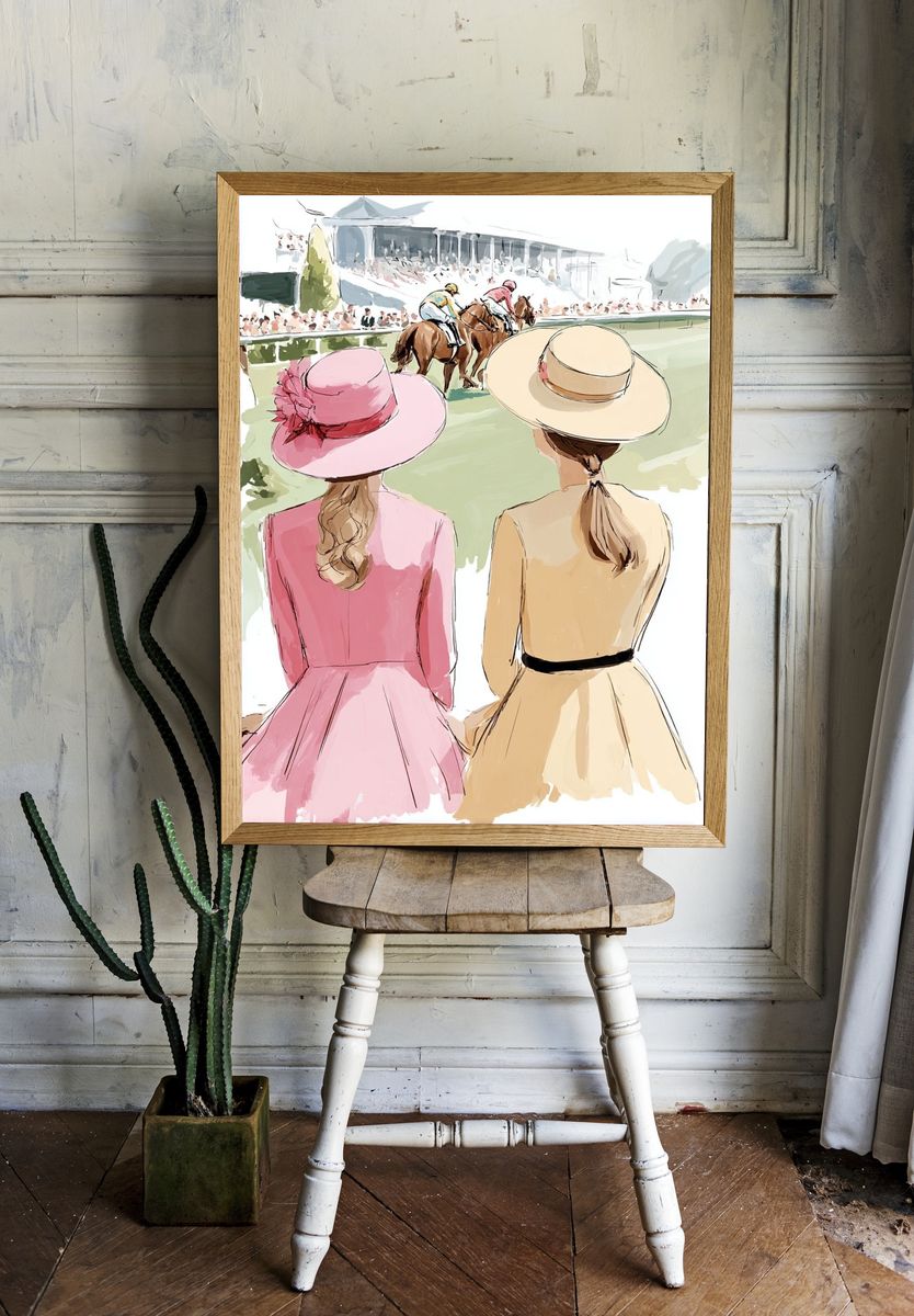 Horse Racing Ladies — Illustration Print room preview