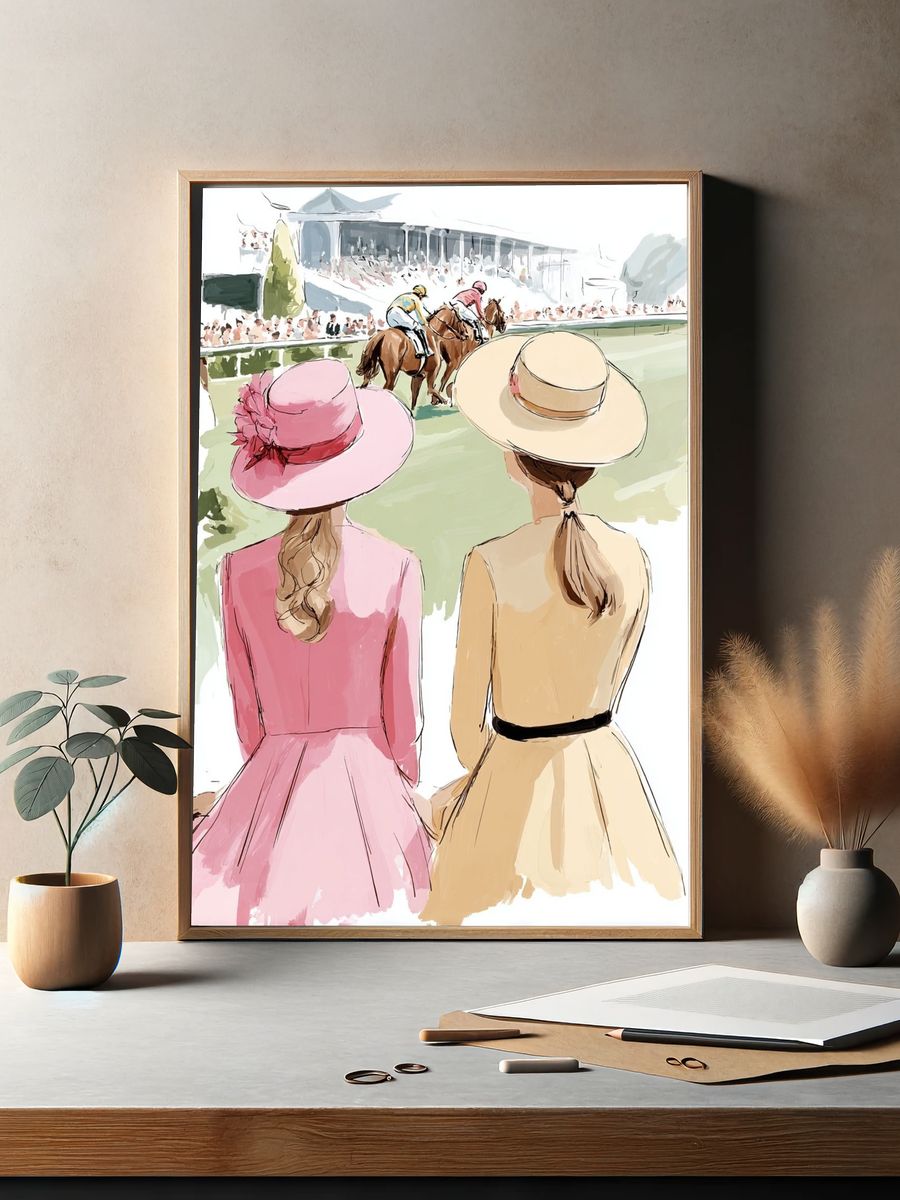 Horse Racing Ladies — Illustration Print. — room view 2