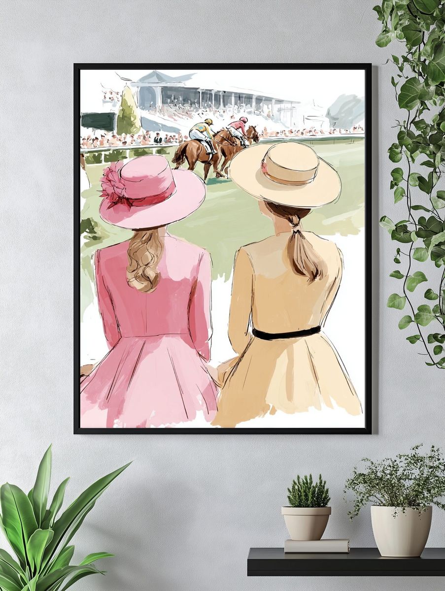 Horse Racing Ladies — Illustration Print. — room view 4