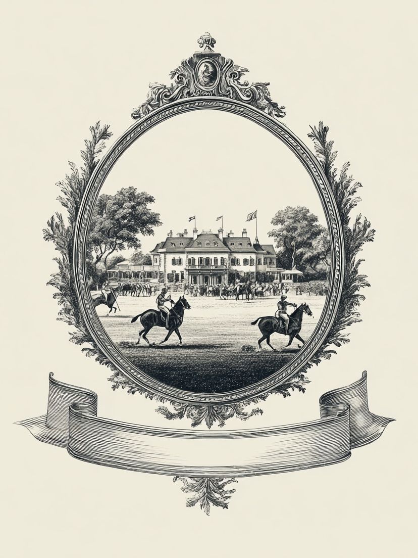Horse Racing at the Manor — Vintage Print. poster detail