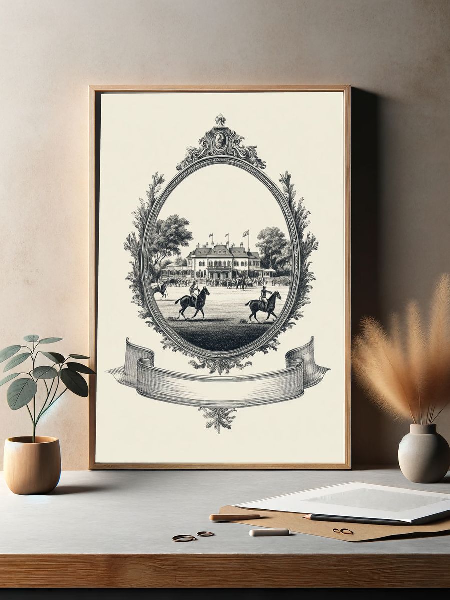 Horse Racing at the Manor — Vintage Print. — room view 2