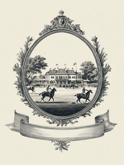 Horse Racing at the Manor — Vintage Print. poster print