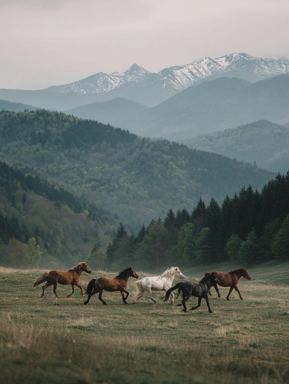 Horses Running in the Mountains — Nature Print. poster detail