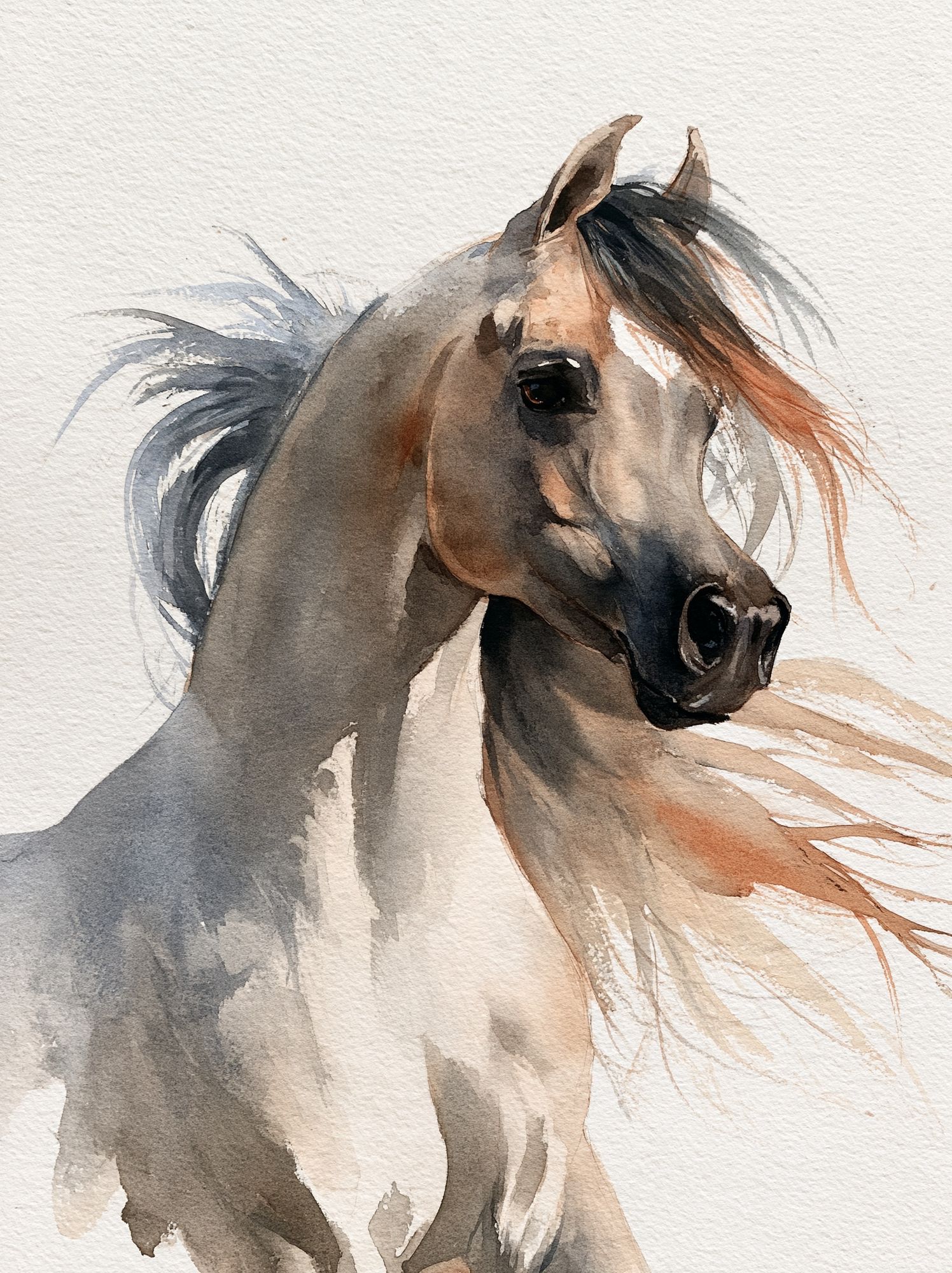 Watercolor Horse Portrait Print. poster detail