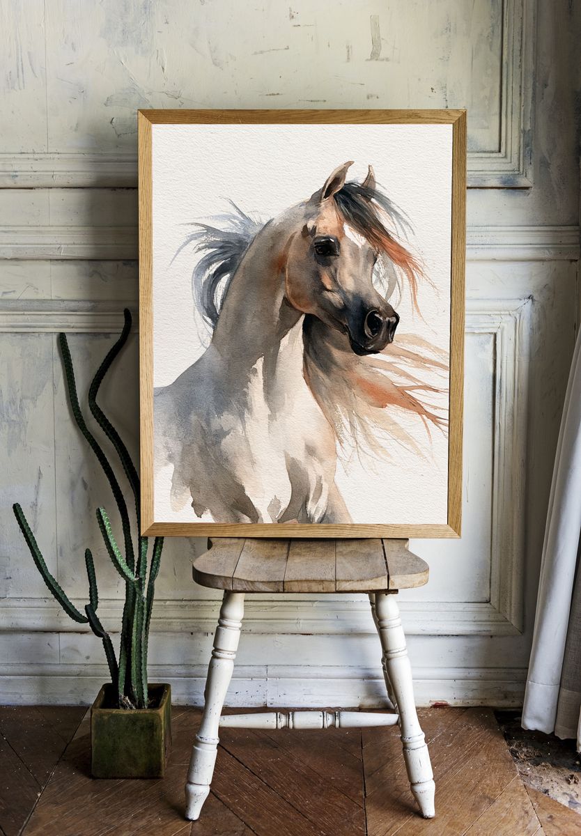 Watercolor Horse Portrait Print. — room view 1