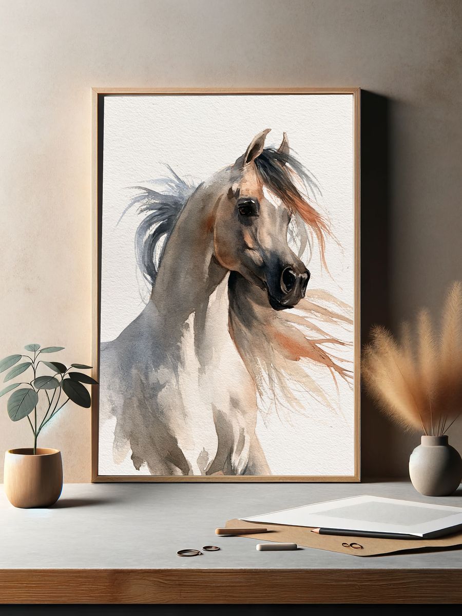 Watercolor Horse Portrait Print. — room view 2