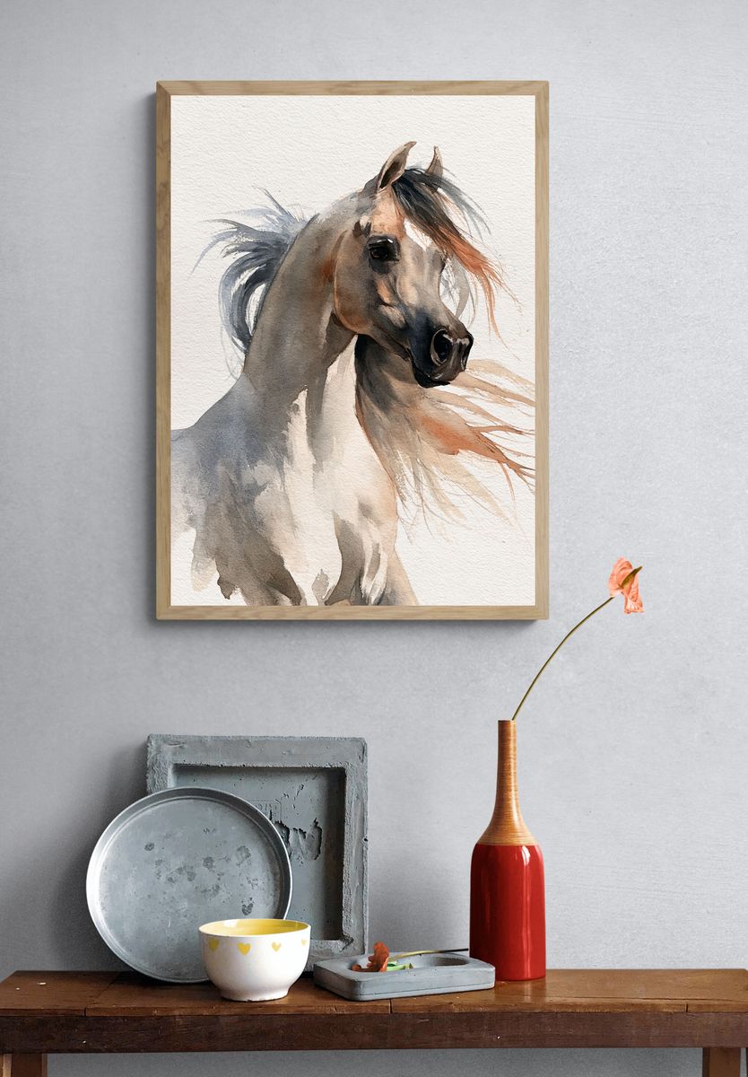 Watercolor Horse Portrait Print. — room view 3