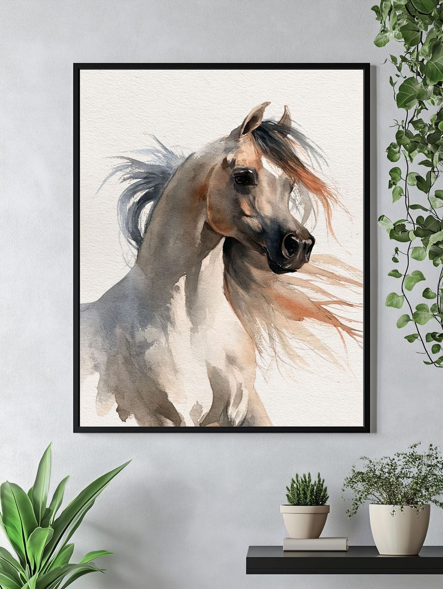Watercolor Horse Portrait Print. — room view 4