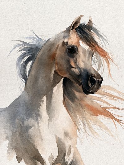 Watercolor Horse Portrait Print. poster
