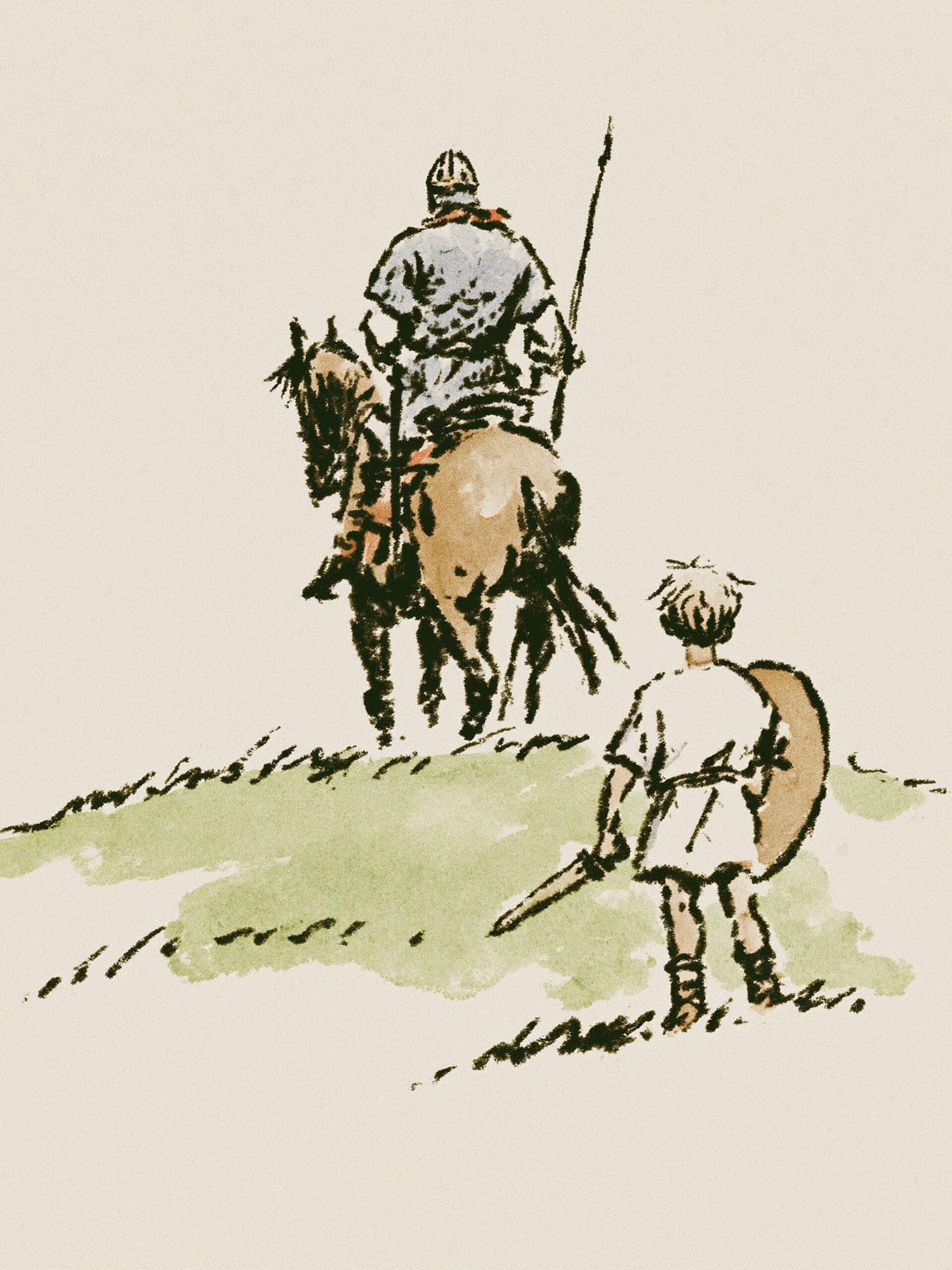 Horse Riders Watercolor Print. poster — illustration art