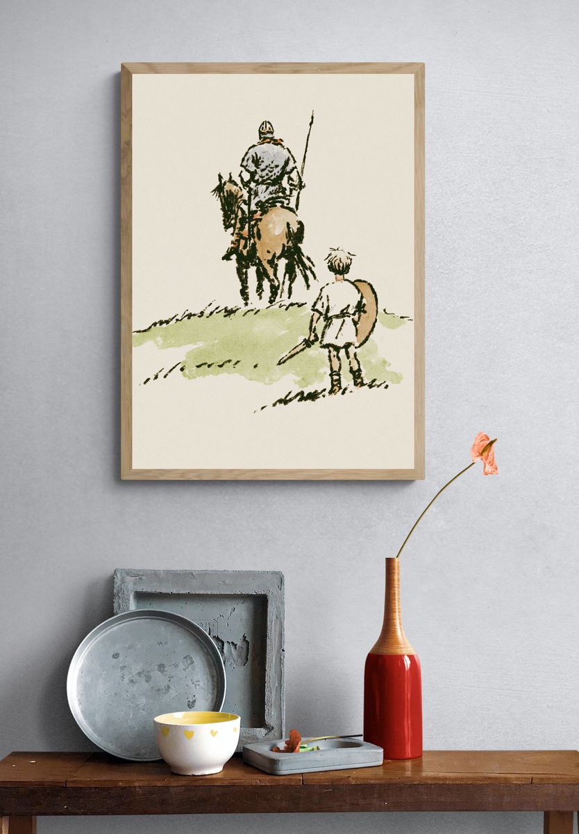 Horse Riders Watercolor Print. — room view 3