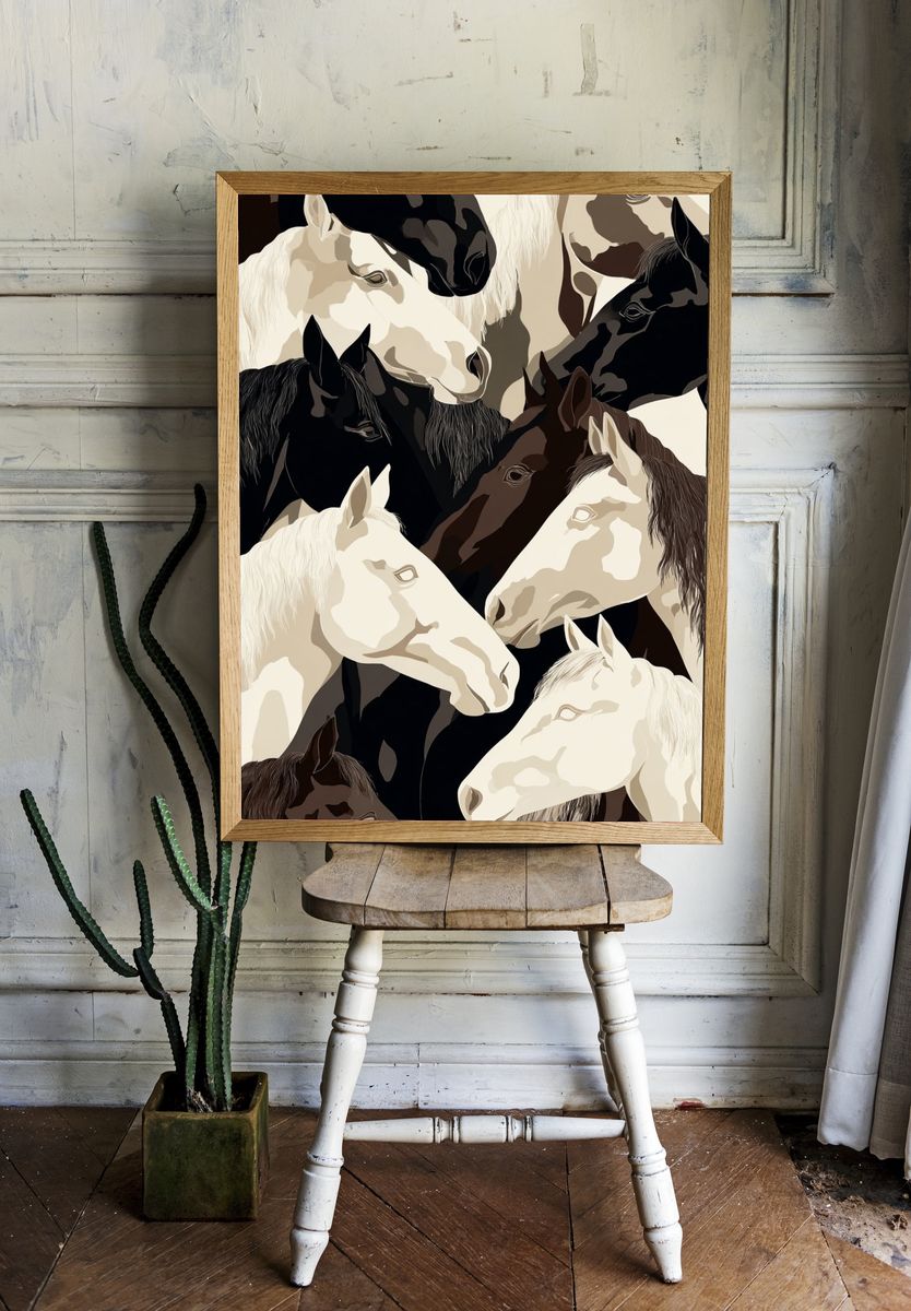 Horses — Illustration Print room preview