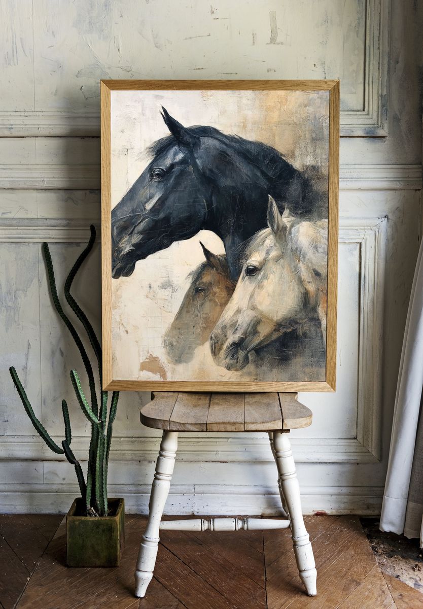 Horse Trio Contemporary Print. — room view 1