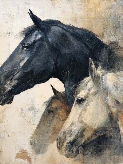Horse Trio Contemporary Print. poster