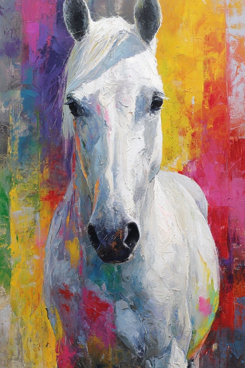 Majestic White Horse — Colorful Art Print. poster detail