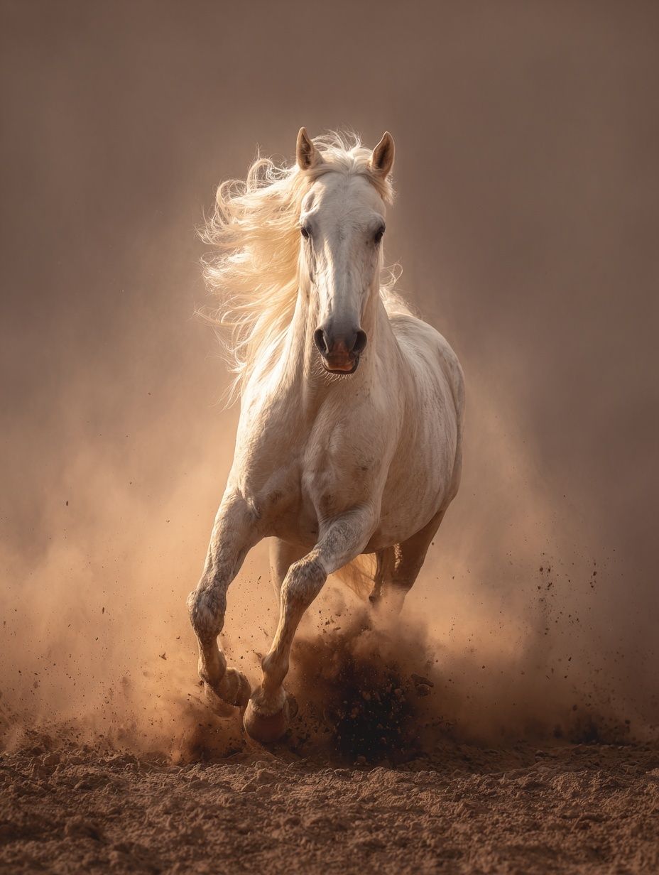 Running White Horse Photography Poster. poster detail