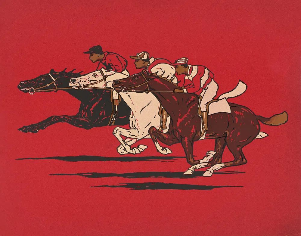 Runners (1900), vintage horse racing. poster detail