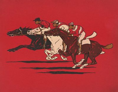 Runners (1900), vintage horse racing. poster