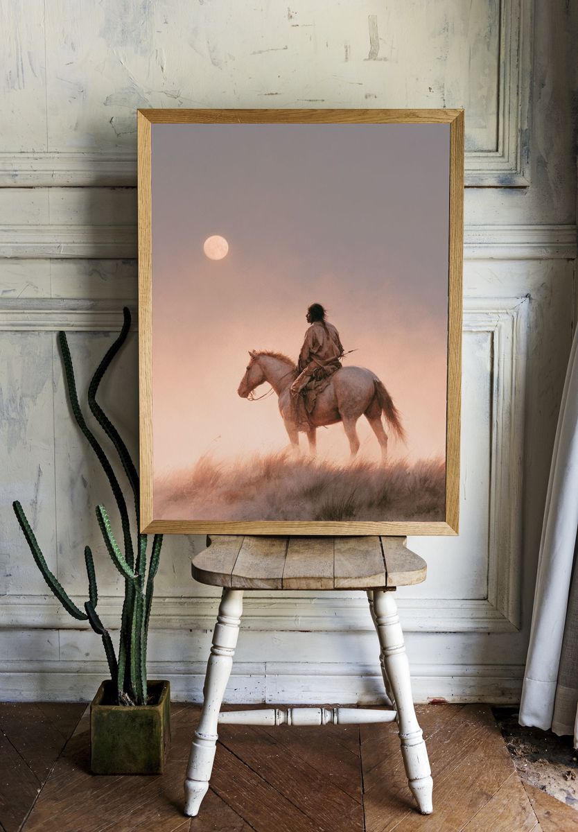Horse Rider at Dawn Photography Poster. — room view 1