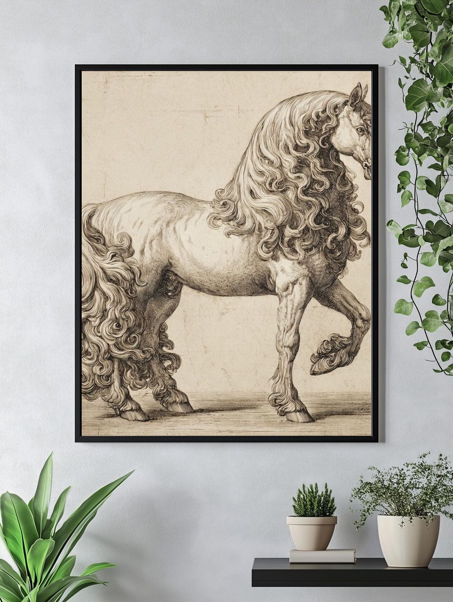Elegant Horse Illustration Poster. — room view 4