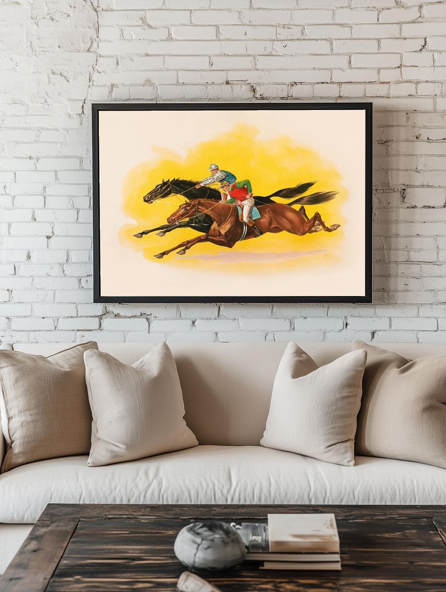 Horse Racing Vintage Print. room preview