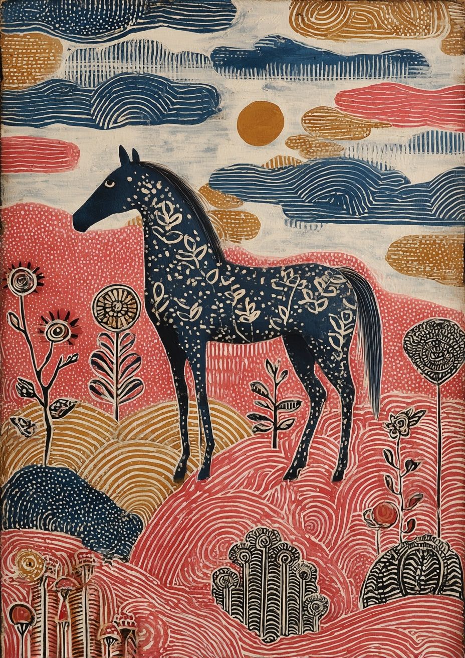 Decorative Horse — Illustration Print. poster — illustration art