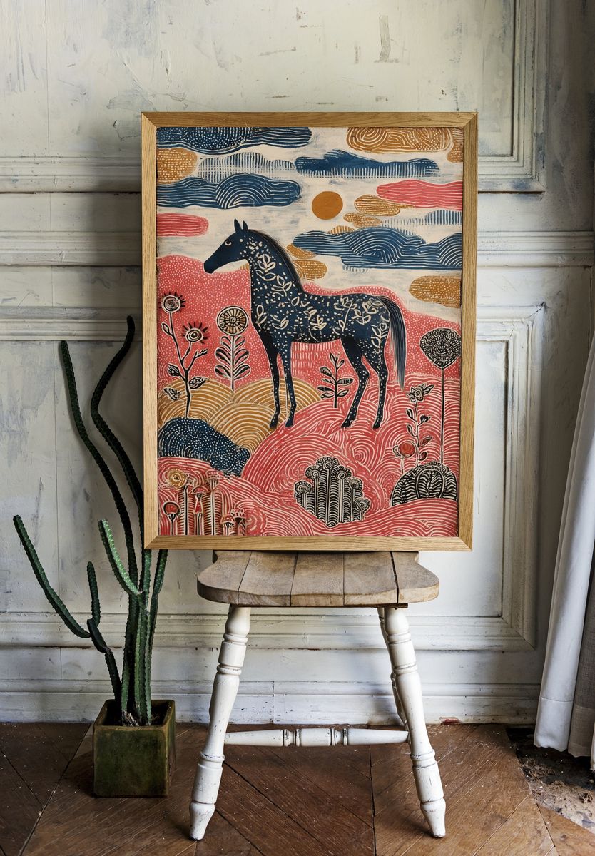 Decorative Horse — Illustration Print room preview