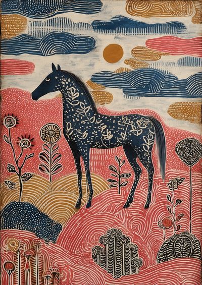 Decorative Horse — Illustration Print. poster print