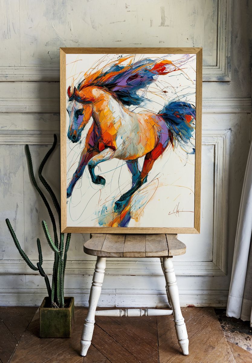 Galloping Horse Abstract Poster. — room view 1