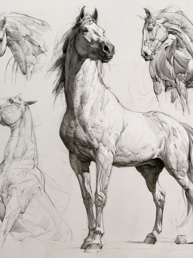 Horse Sketch Illustration Print. poster detail