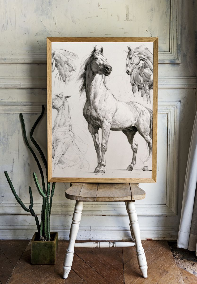 Horse Sketch Illustration Print. — room view 1