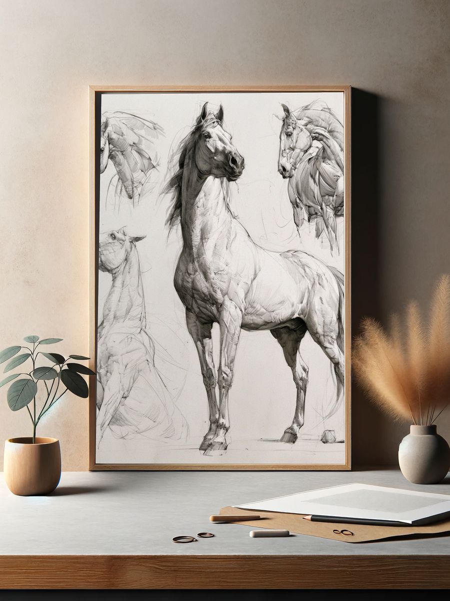 Horse Sketch Illustration Print. — room view 2