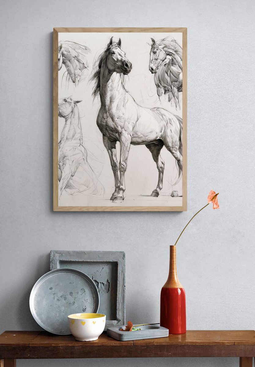 Horse Sketch Illustration Print. — room view 3