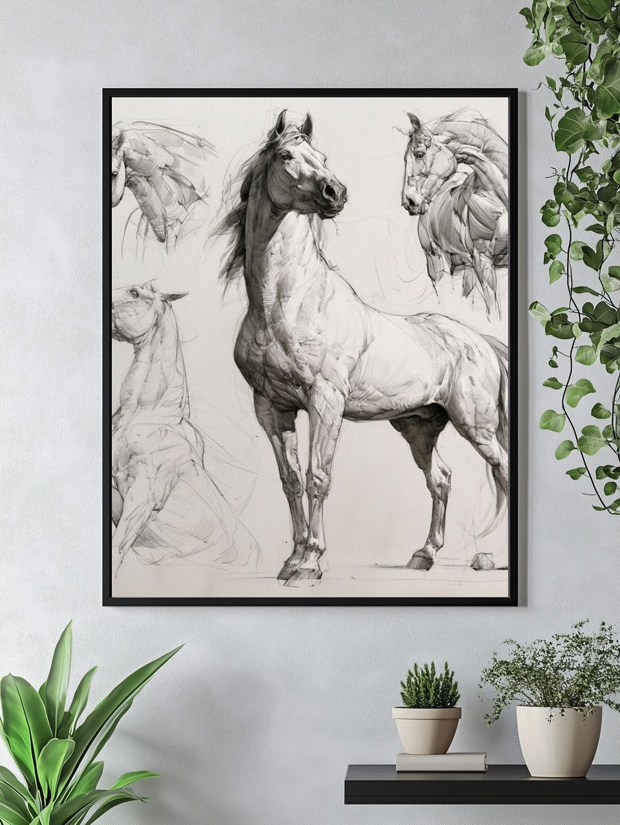 Horse Sketch Illustration Print. — room view 4
