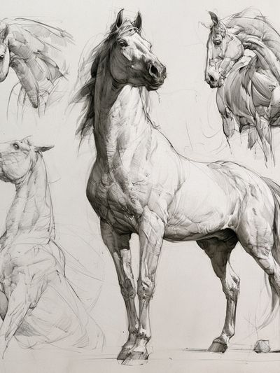 Horse Sketch Illustration Print. poster