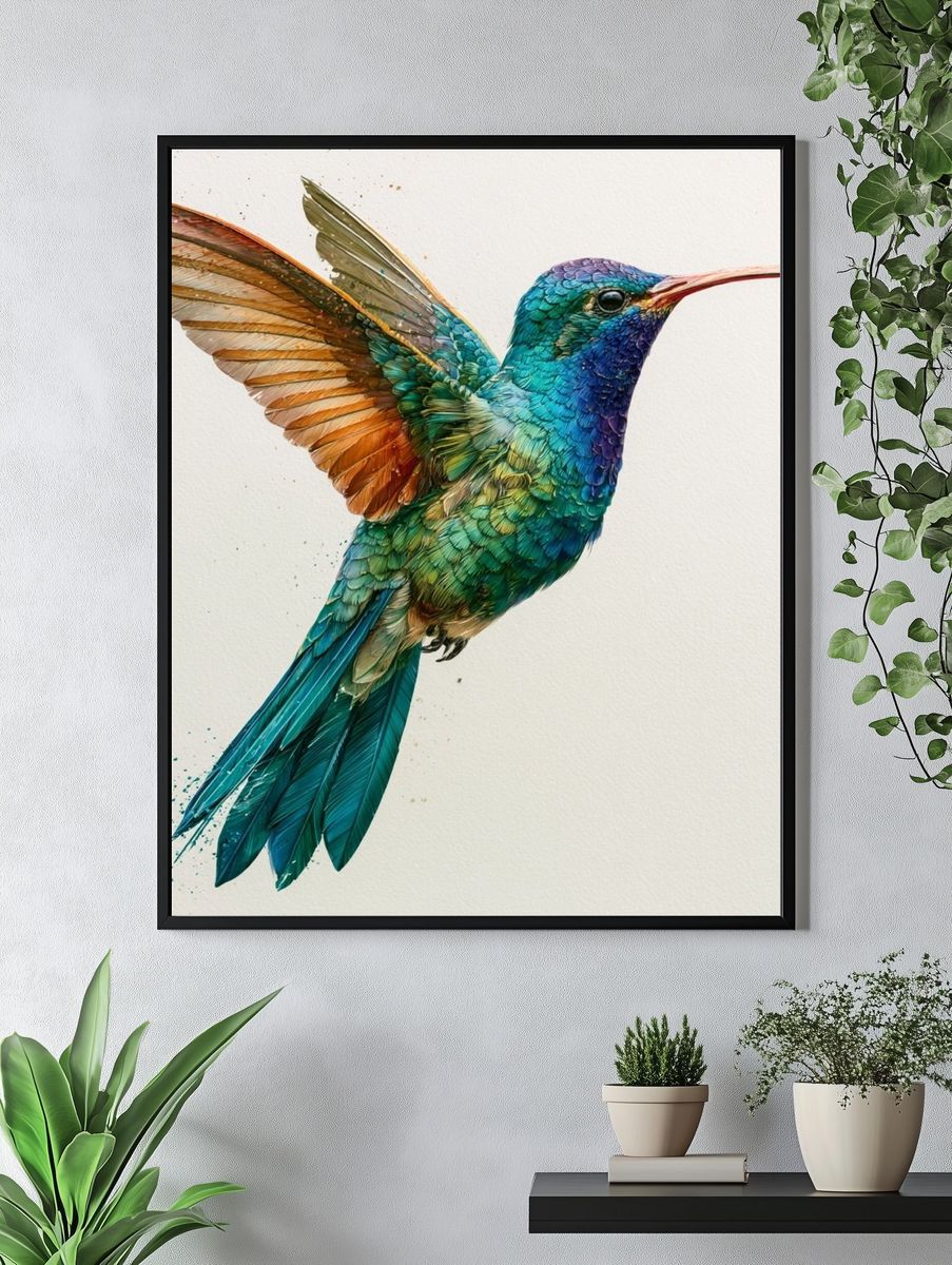 Hummingbird Watercolor Poster. — room view 4