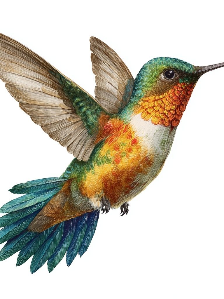Colorful Hummingbird Illustration Poster. poster detail