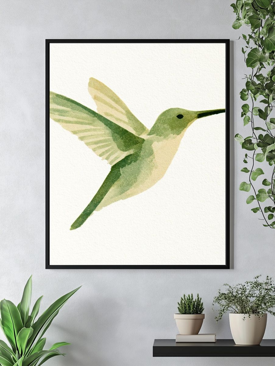 Hummingbird Watercolor Print. — room view 4