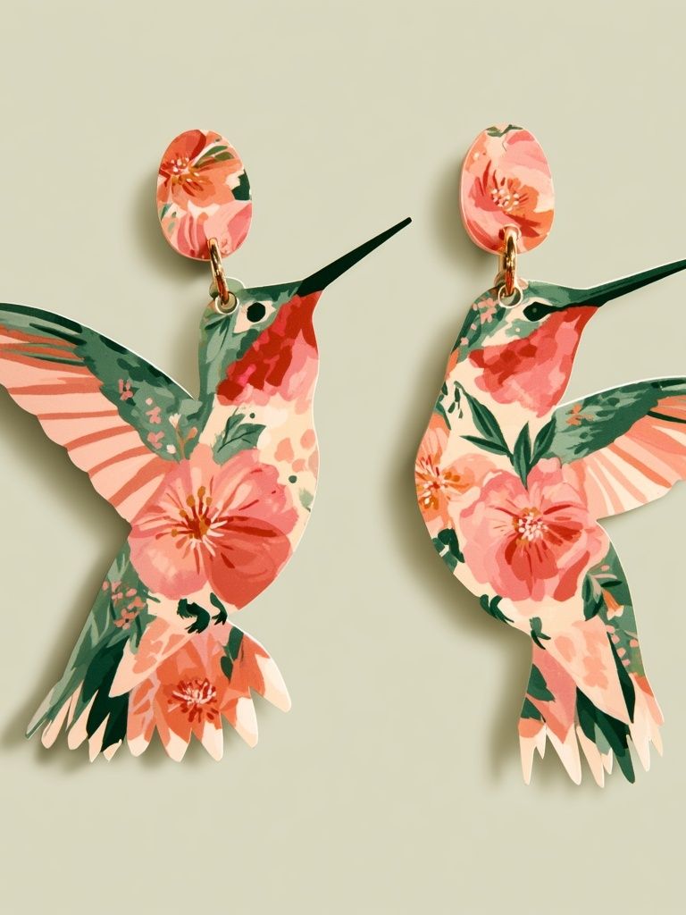 Floral Hummingbirds Illustration Poster. poster detail