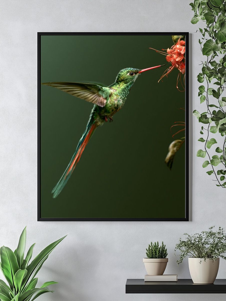 Hummingbird and Blossom Photography Poster. — room view 4