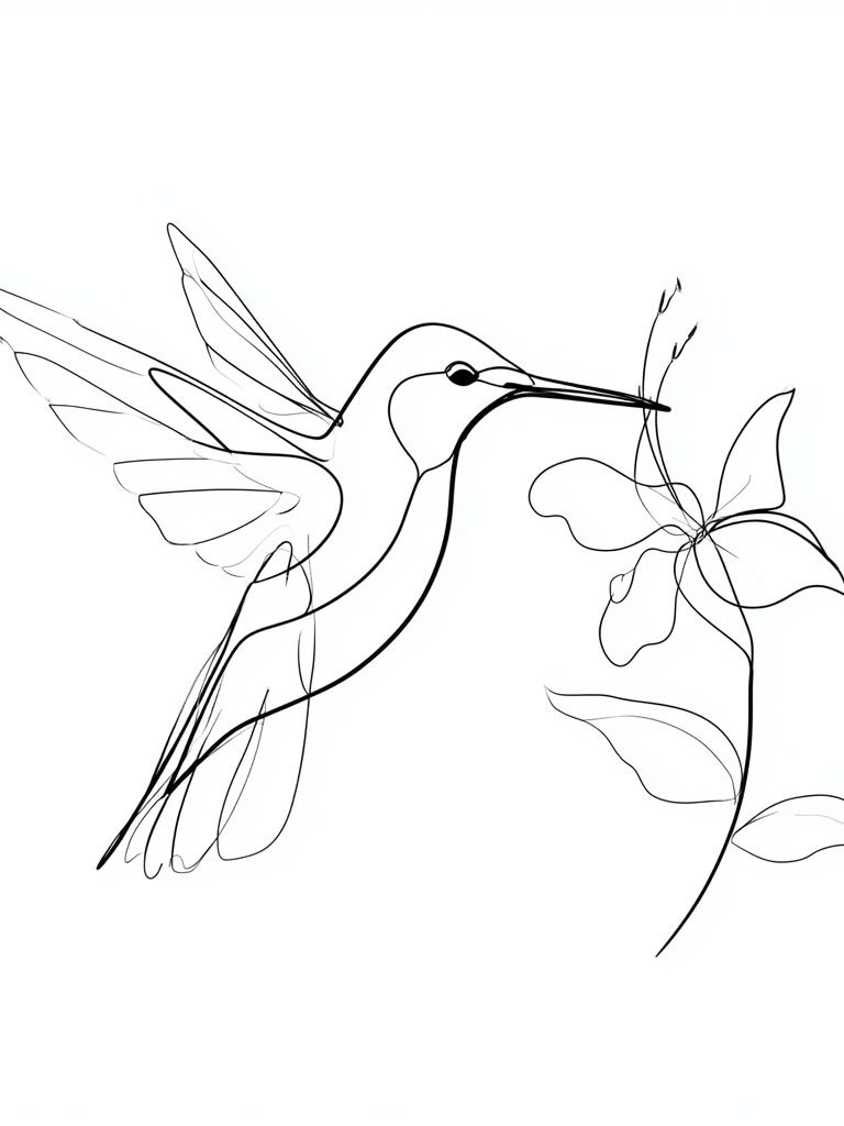Hummingbird Line Art Poster. poster detail