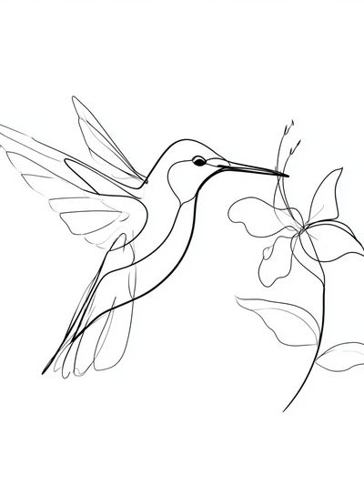 Hummingbird Line Art Poster. poster print