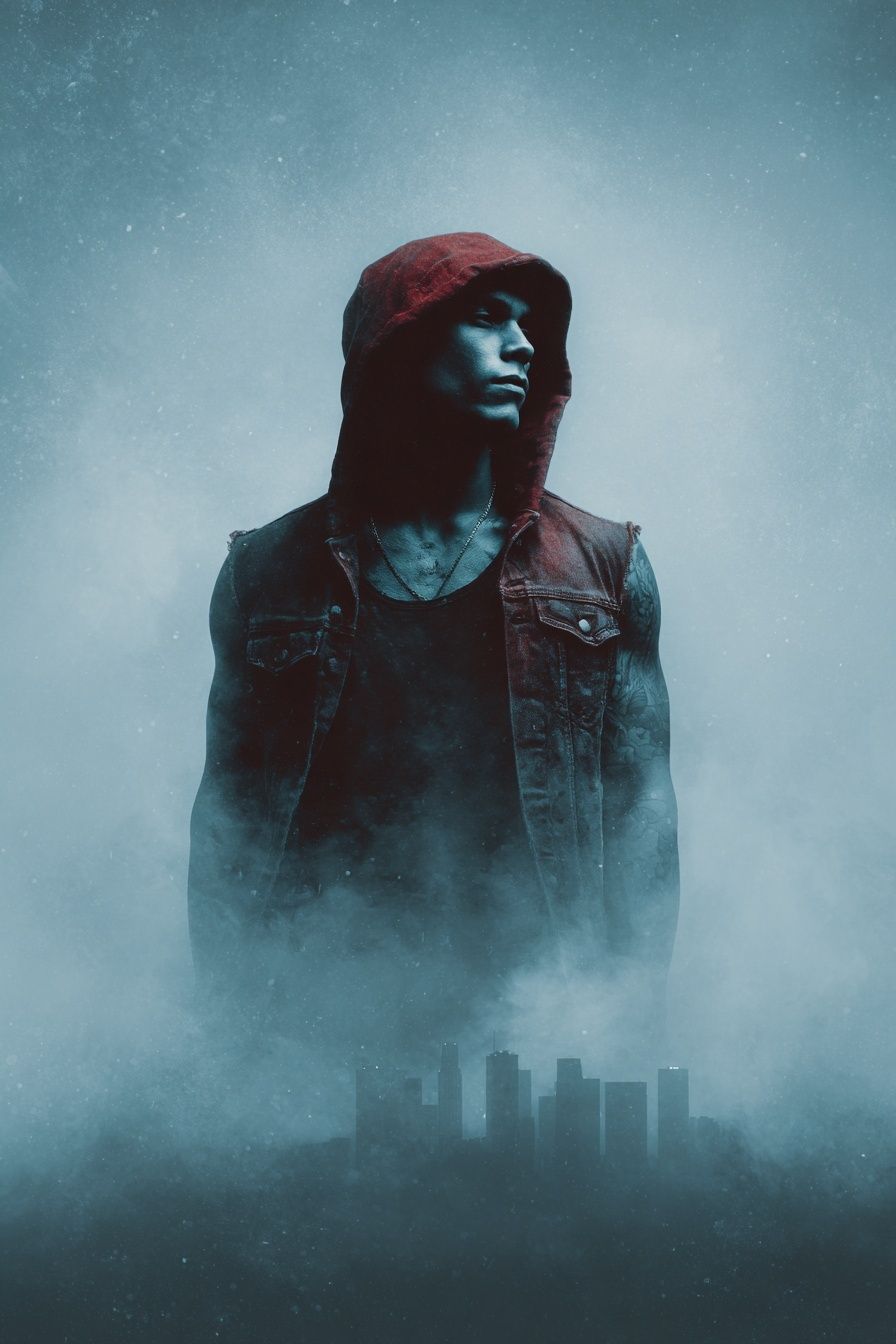 Hooded Urban Portrait Poster. poster — photography art