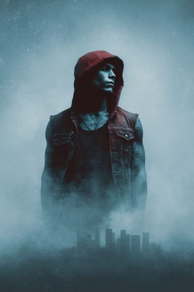 Hooded Urban Portrait Poster. poster print