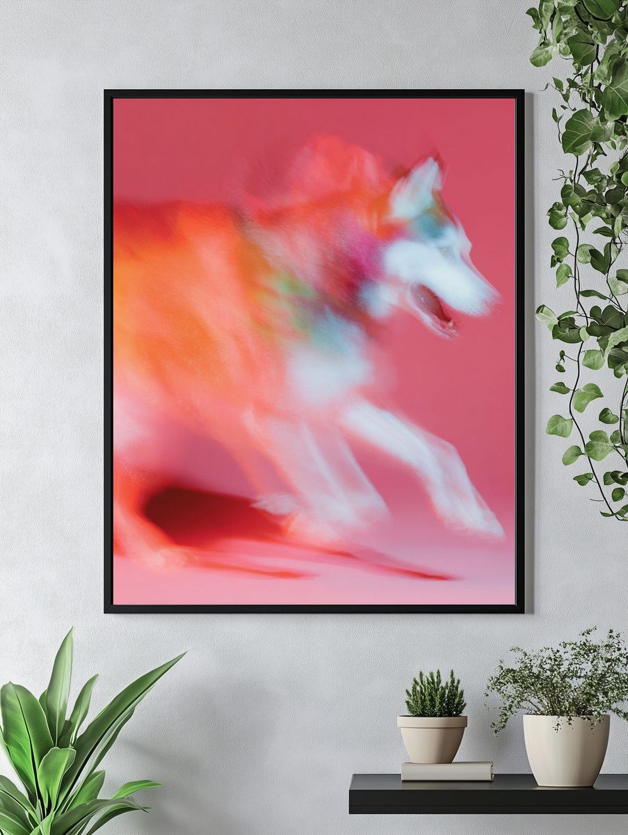 Colorful Husky Dog Poster. — room view 4