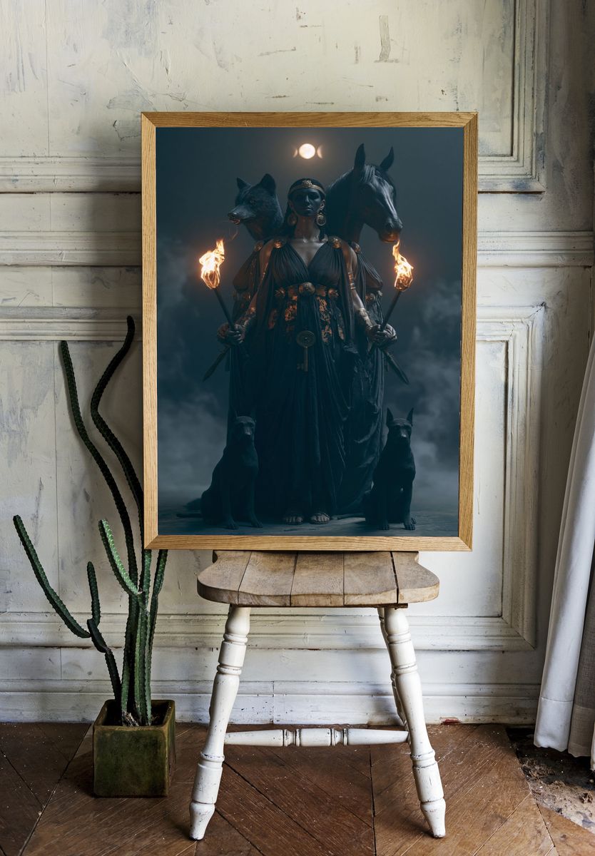 Hecate and Wolves Dark Fantasy Poster. — room view 1