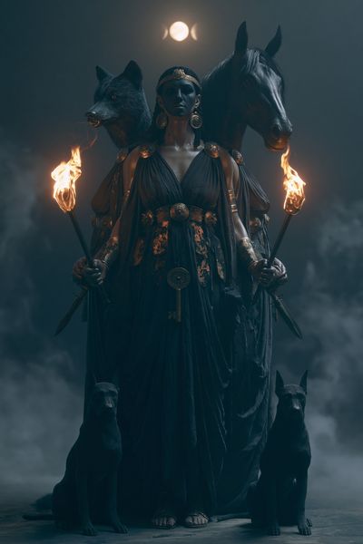 Hecate and Wolves Dark Fantasy Poster. poster print