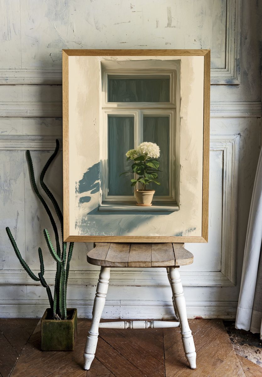 Hydrangea in Window — Fine Art Print room preview