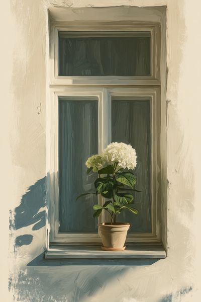 Hydrangea in Window — Fine Art Print. poster print